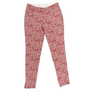 The Limited 678 Denim Skinny Jeans Red Tan Abstract Leopard Print Womens Size 8R